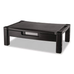 Wide Deluxe Two-Level Monitor Stand With Drawer, 20" X 13.25" X 3" To 6.5", Black, Supports 50 Lbs