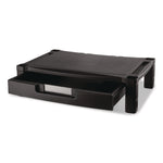 Wide Deluxe Two-Level Monitor Stand With Drawer, 20" X 13.25" X 3" To 6.5", Black, Supports 50 Lbs