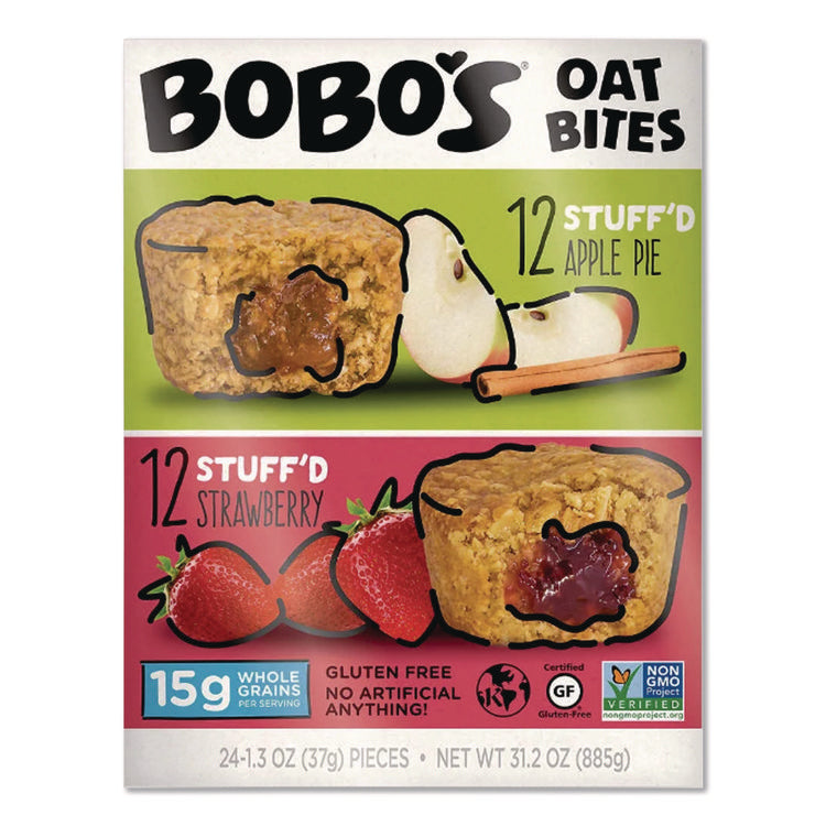 Stuff'D Apple Pie/Strawberry Oat Bites, 1.3 oz Individually Wrapped, 24/Carton