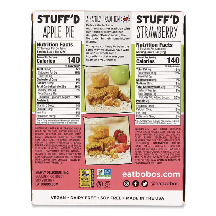 Stuff'D Apple Pie/Strawberry Oat Bites, 1.3 oz Individually Wrapped, 24/Carton