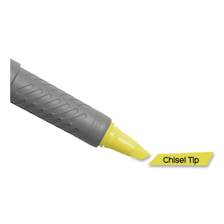 Brite Liner Grip Pocket Highlighter, Fluorescent Yellow Ink, Chisel Tip, Yellow/Black/Silver Barrel, 5/Pack