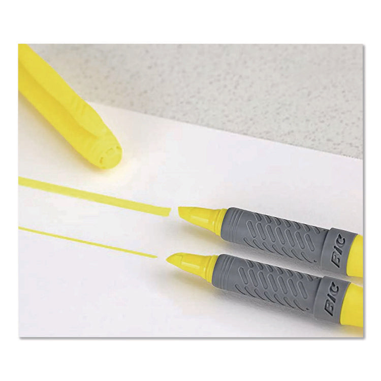 Brite Liner Grip Pocket Highlighter, Fluorescent Yellow Ink, Chisel Tip, Yellow/Black/Silver Barrel, 5/Pack