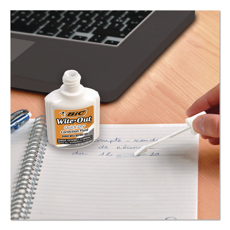 WITE-OUT QUICK DRY CORRECTION FLUID, 20 ML BOTTLE, WHITE, 2/PACK