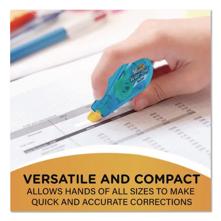 Wite-Out Brand Mini Correction Tape, Non-Refillable, Blue/Purple/Yellow Applicators, 0.2" x 314.4", 3/Pack