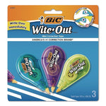 Wite-Out Brand Mini Correction Tape, Non-Refillable, Blue/Purple/Yellow Applicators, 0.2" x 314.4", 3/Pack