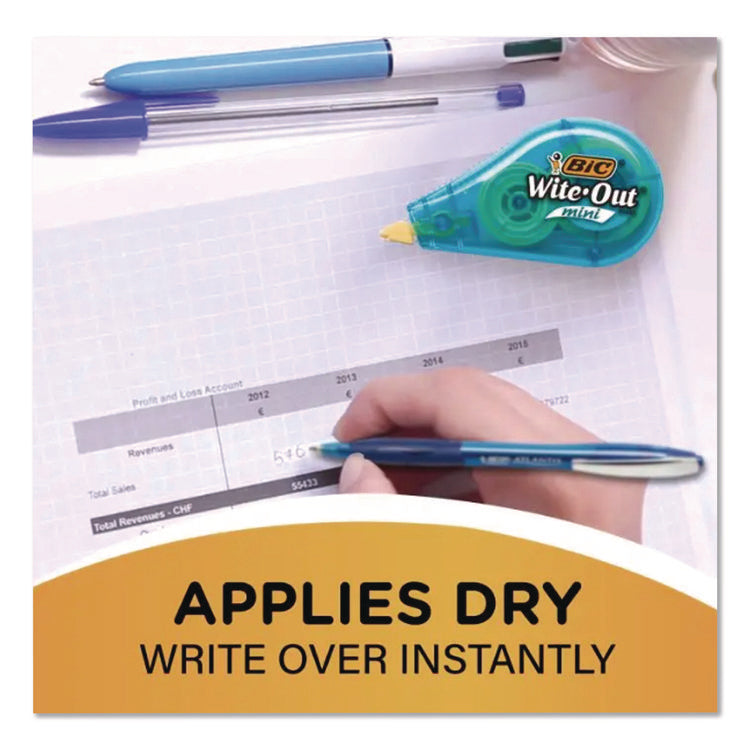 Wite-Out Brand Mini Correction Tape, Non-Refillable, Blue/Purple/Yellow Applicators, 0.2" x 314.4", 6/Pack