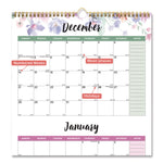 3-Month Wall Calendar, Colorful Leaves Artwork, 12.25 x 27, White/Multicolor Sheets, 14-Month (Dec to Jan): 2025