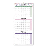 3-Month Wall Calendar, Colorful Leaves Artwork, 12.25 x 27, White/Multicolor Sheets, 14-Month (Dec to Jan): 2025