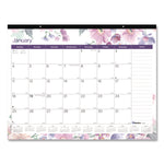 Passion Monthly Deskpad Calendar, Floral Artwork, 22 x 17, White/Multicolor Sheets, Black Binding, 12-Month (Jan-Dec): 2025