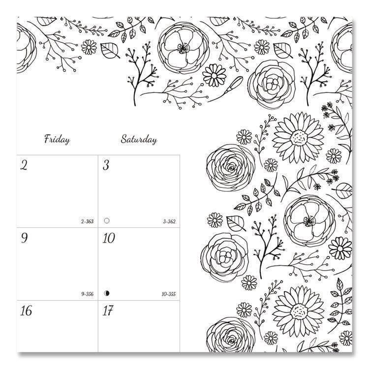Monthly Desk Pad Calendar, DoodlePlan Coloring Pages, 22 x 17, Black Binding, Clear Corners, 12-Month (Jan to Dec): 2025