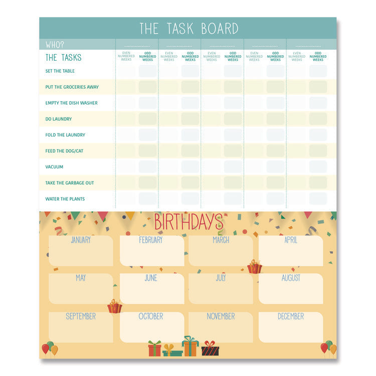 Fridge Planner Magnetized Monthly Calendar with Pads + Pencil, 14 x 13.5, Yellow/Green Sheets, 17-Month: Aug 2024 to Dec 2025