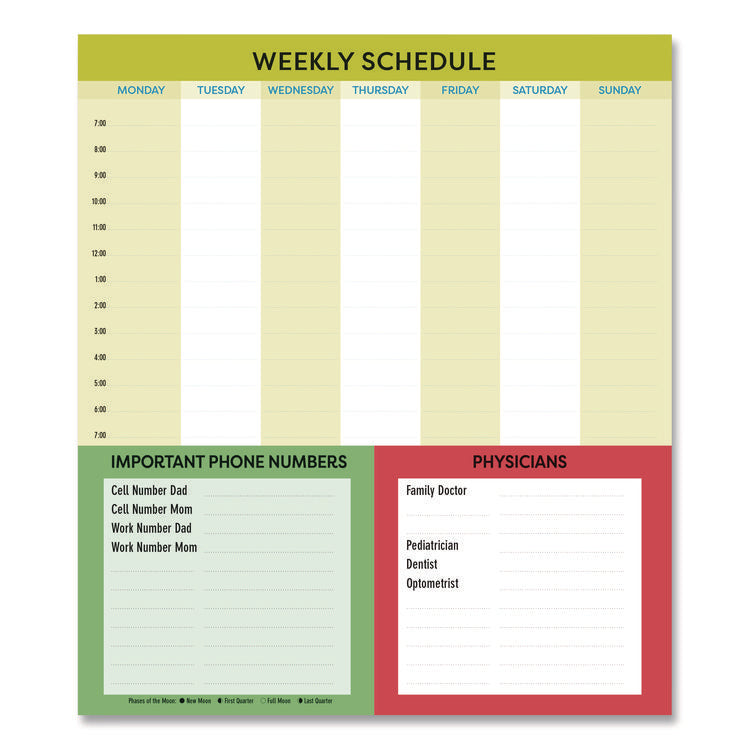 Fridge Planner Magnetized Monthly Calendar with Pads + Pencil, 14 x 13.5, Yellow/Green Sheets, 17-Month: Aug 2024 to Dec 2025