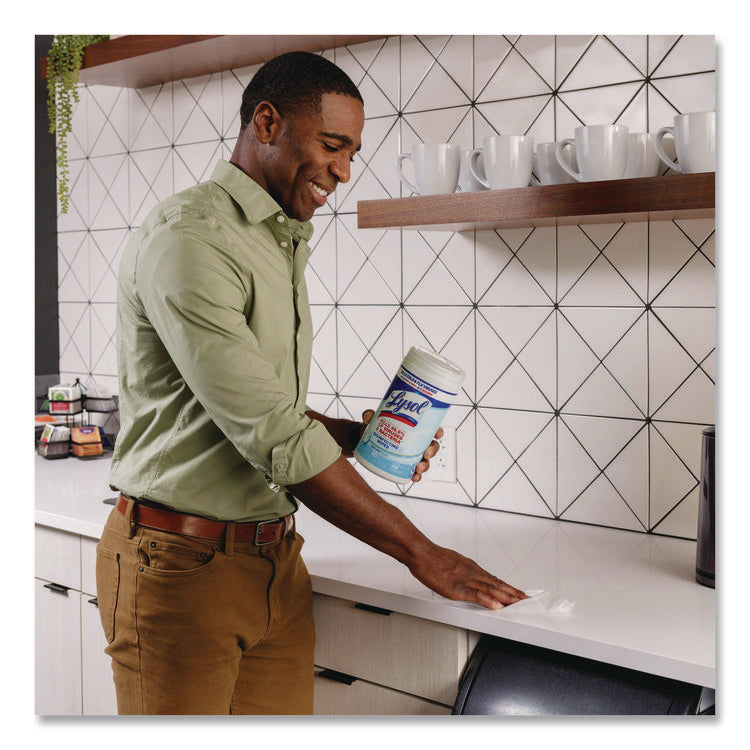 Disinfecting Wipes, 1-Ply, 7 x 7.25, Crisp Linen, White, 80 Wipes/Canister, 6 Canisters/Carton