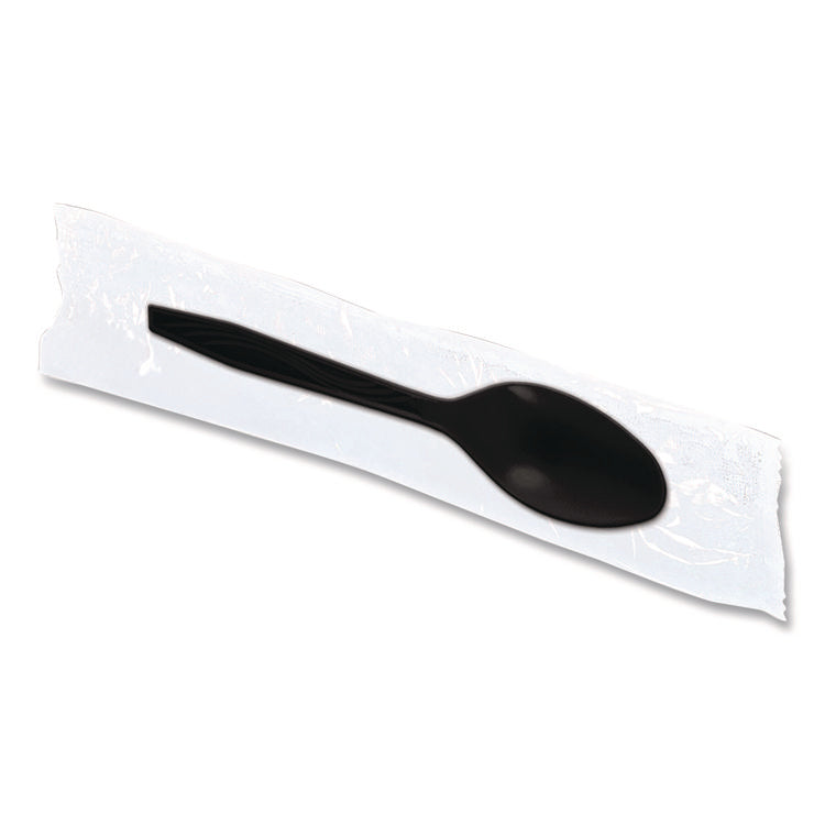 Dispens-a Spoon, Individually Wrapped, Mediumweight Spoon, Plastic, Black, 100/Box