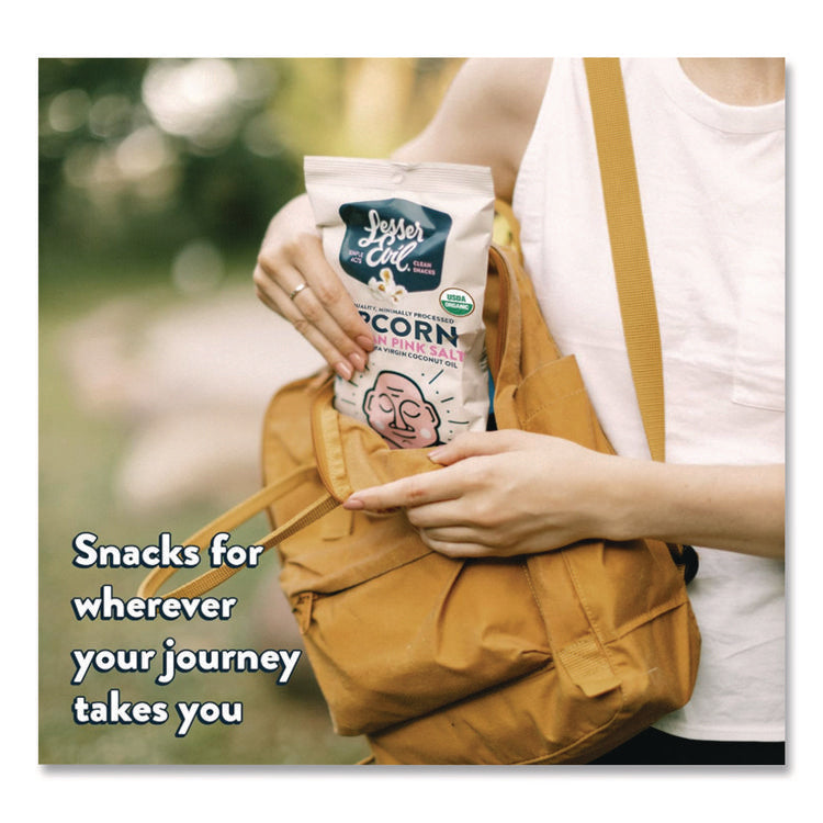 Snack Organic Himalayan Pink Salt Popcorn, 0.88 oz Bag, 18/Carton