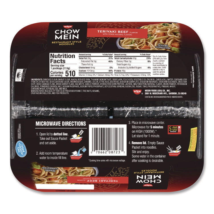 Teriyaki Beef Chow Mein Noodles, 4 oz Bowl, 8/Carton