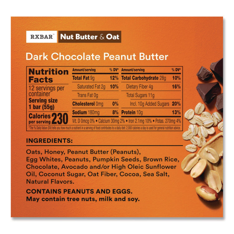 Gluten-Free Peanut Butter Dark Chocolate Protein Bar, 1.9 oz Bar, 12/Box