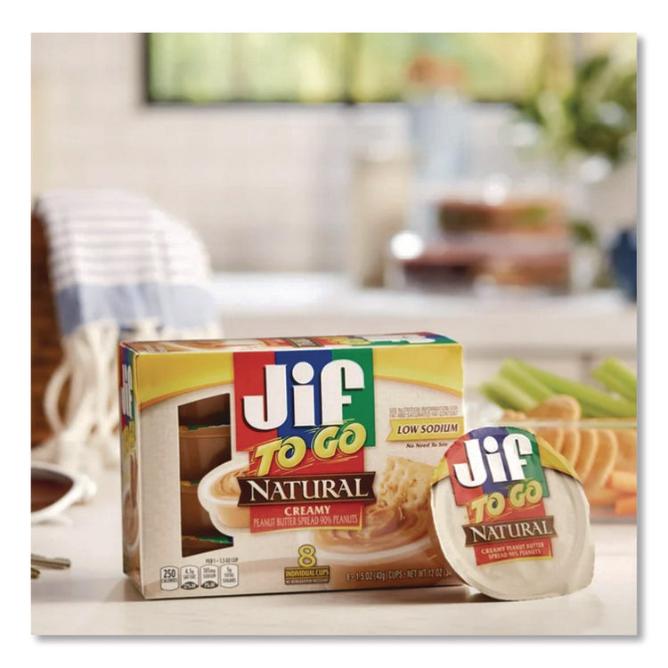 Spreads, Natural Creamy Peanut Butter, 1.5 oz Cup, 8/Box