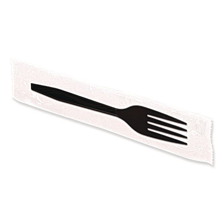 Dispens-a-Fork, Individually Wrapped, Mediumweight Fork, Plastic, Black, 100/Box
