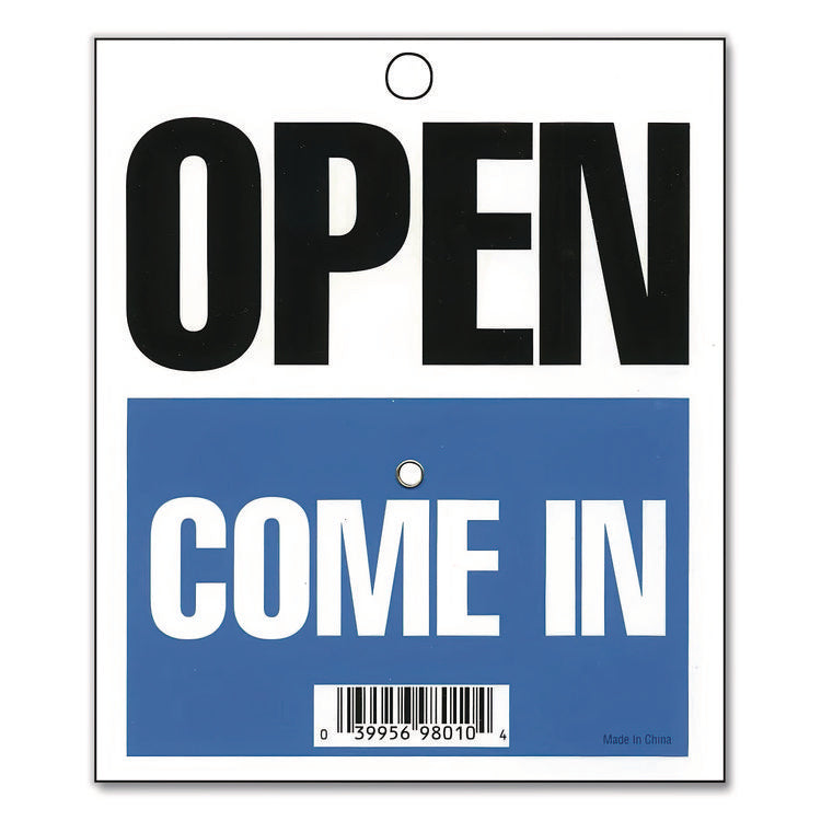 Double-Sided Open/Will Return Sign with Clock Hands, Plastic, 7.5 x 9