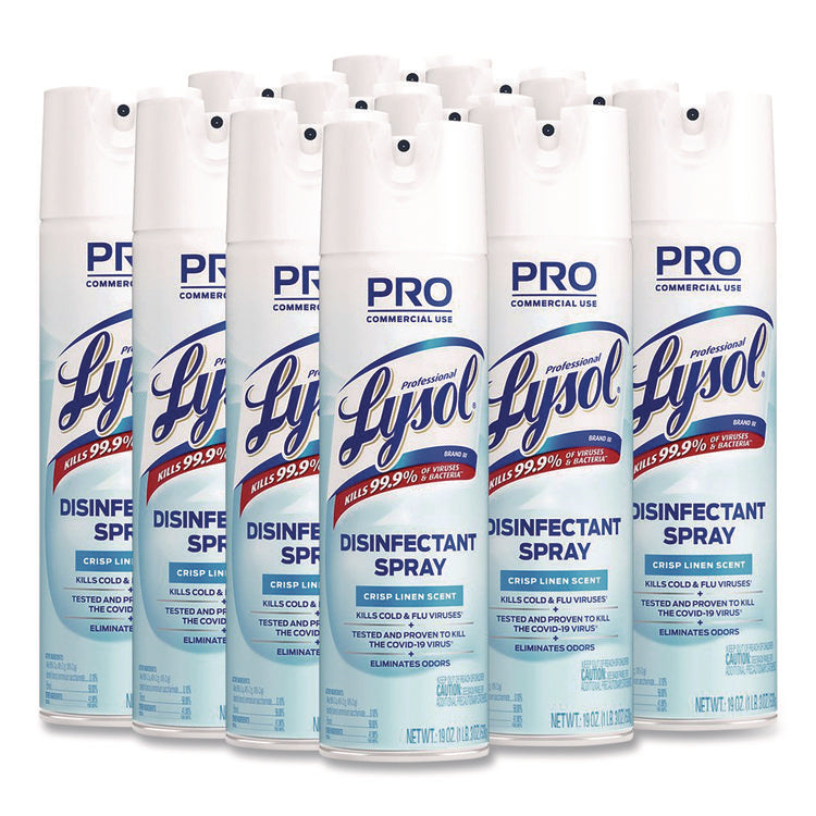 Disinfectant Spray, Crisp Linen, 19 Oz Aerosol Spray, 12/carton