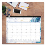 Gemma Academic Year Desk Pad Calendar, Geode Artwork, 22 x 17, White/Blue/Green Sheets, 12-Month (July to June): 2025 to 2026
