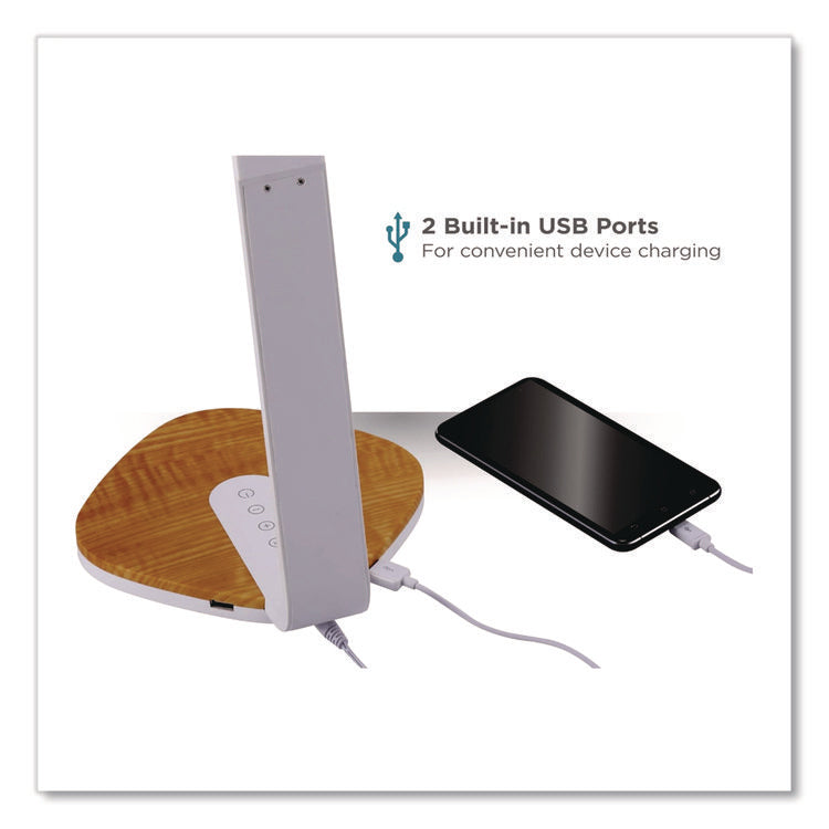 LED Desk Lamp, White/Wood