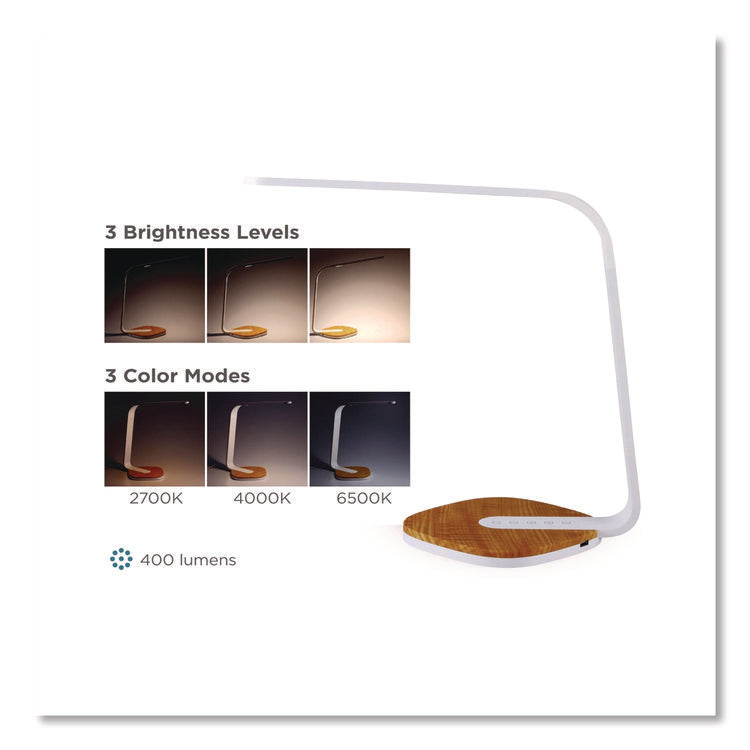 LED Desk Lamp, White/Wood