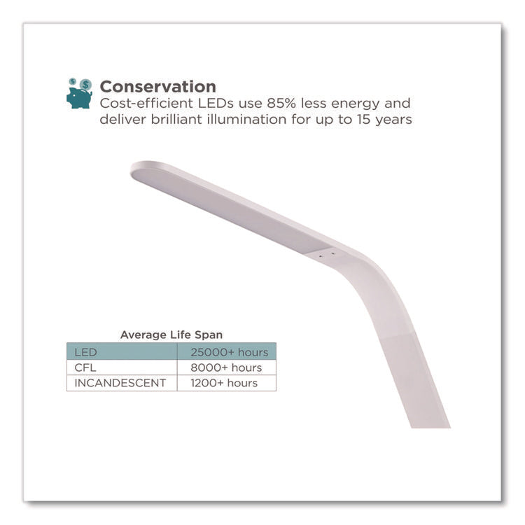 LED Desk Lamp, White/Wood