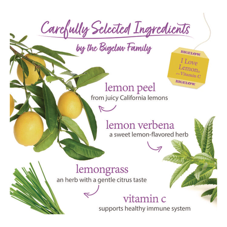 I Love Lemon Herbal Tea, 0.06 Oz Tea Bag, 28/box