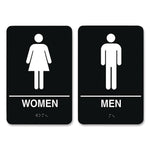 Indoor Restroom Door Sign, Men/women, 5.9 X 9, Black/white, 2/pack