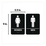 Indoor Restroom Door Sign, Men/women, 5.9 X 9, Black/white, 2/pack