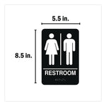 Indoor Restroom Door Sign, Unixex 5.5 X 8.5, Black/white