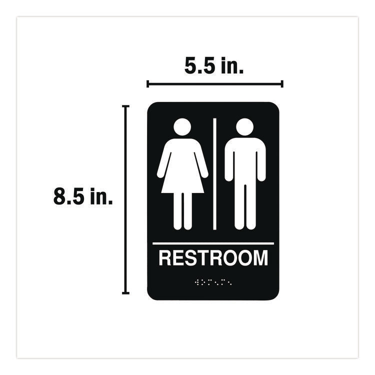 Indoor Restroom Door Sign, Unixex 5.5 X 8.5, Black/white