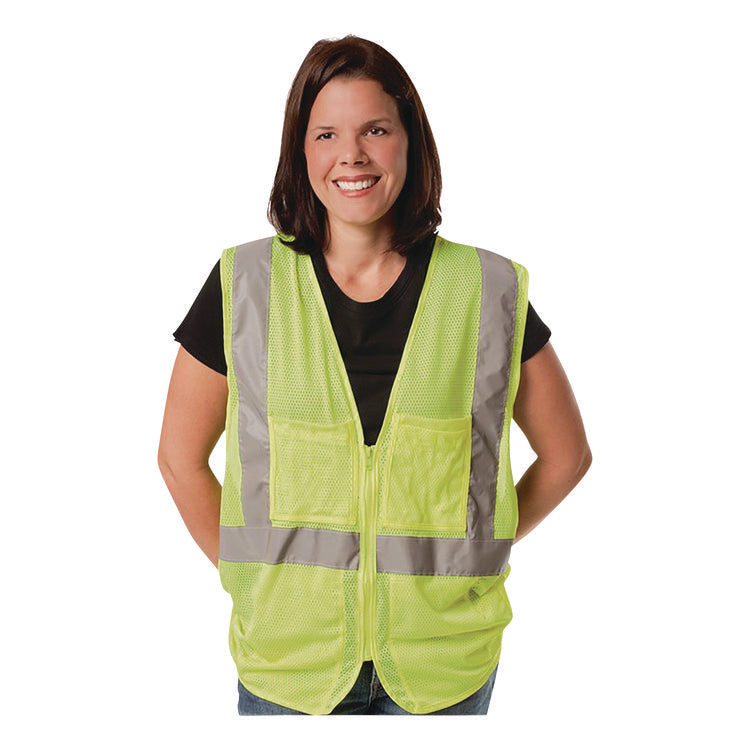 Zipper Safety Vest, Large, Hi-Viz Lime Yellow
