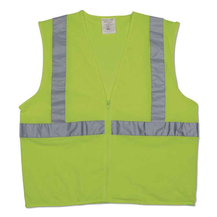 Zipper Safety Vest, Large, Hi-Viz Lime Yellow