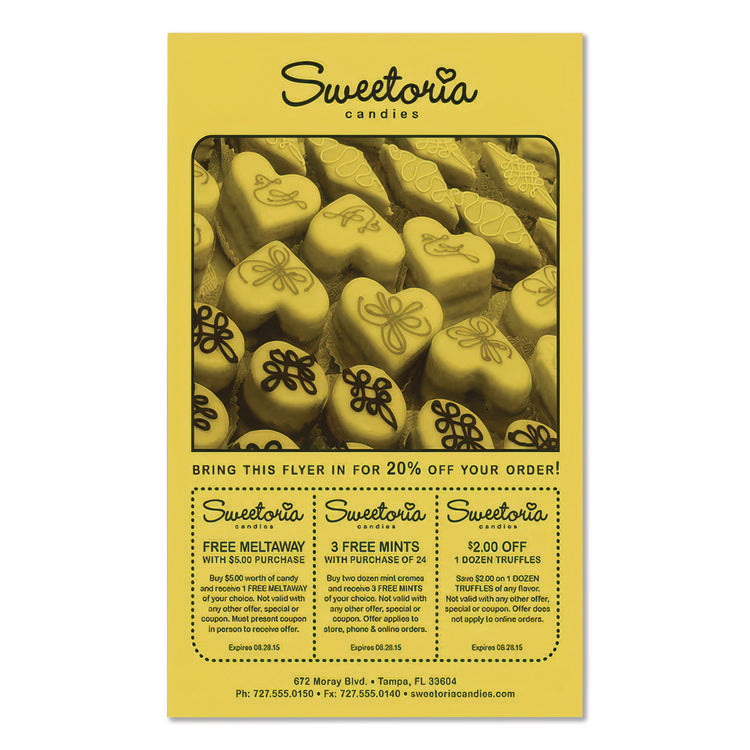 Color Paper, 24 lb Bond Weight, 8.5 x 14, Solar Yellow, 500/Ream