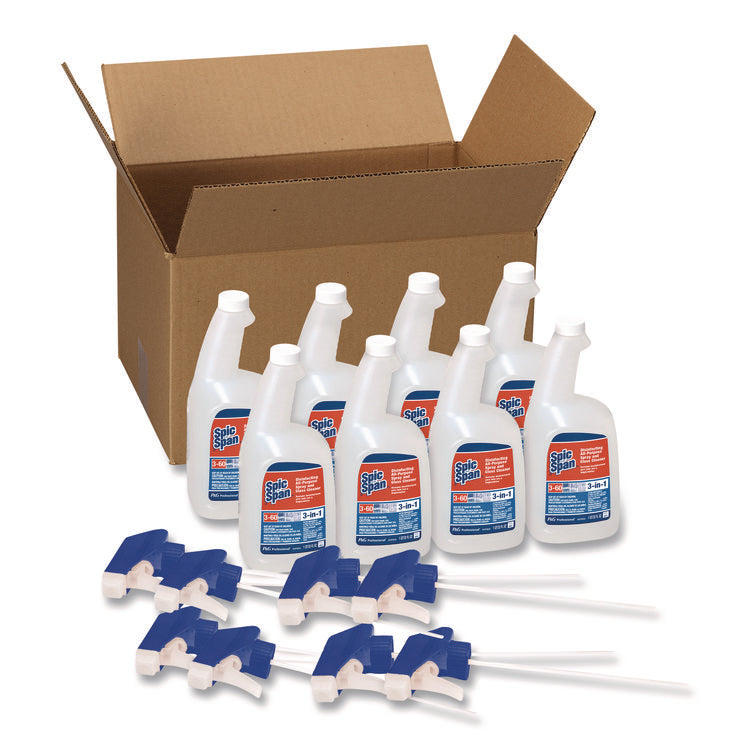 Disinfecting All-Purpose Spray and Glass Cleaner, Fresh Scent, 32 oz Bottles, 8 Bottles and 8 Trigger Sprayers/Carton
