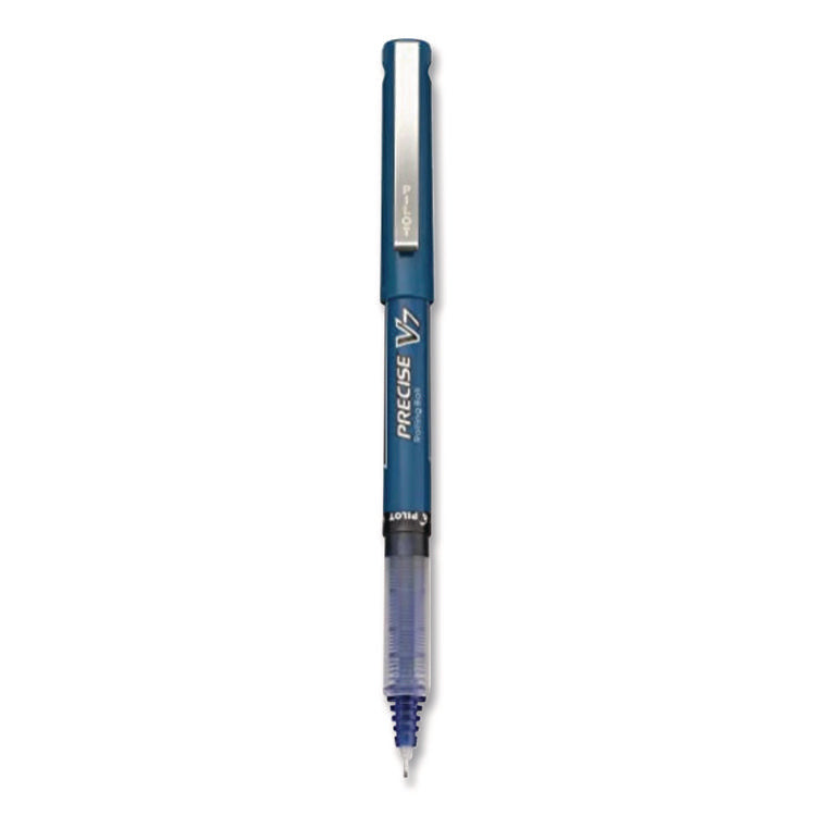 Precise V7 Rollerball Pen, Stick, Fine 0.7 mm, Blue Ink, Blue/Clear Barrel, 5/Pack