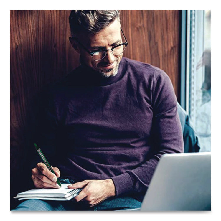 VBall RT Liquid Ink Rollerball Pen, Retractable, Fine 0.7 mm, Green Ink, Green/White Barrel