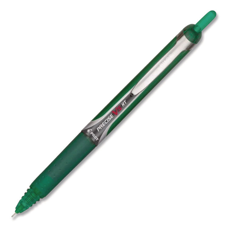 VBall RT Liquid Ink Rollerball Pen, Retractable, Fine 0.7 mm, Green Ink, Green/White Barrel