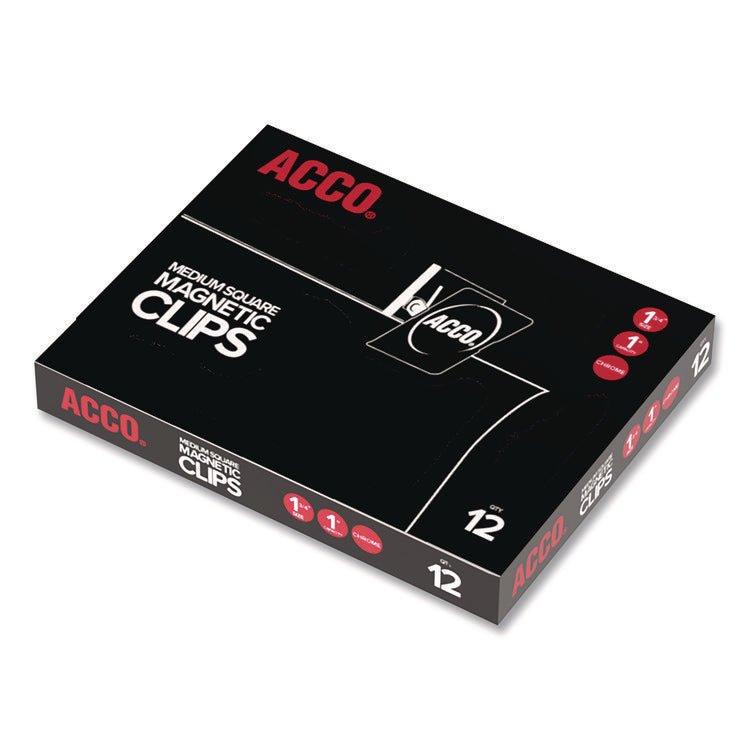 Magnetic Clip, 1" Jaw Capacity, Silver, 12/Pack