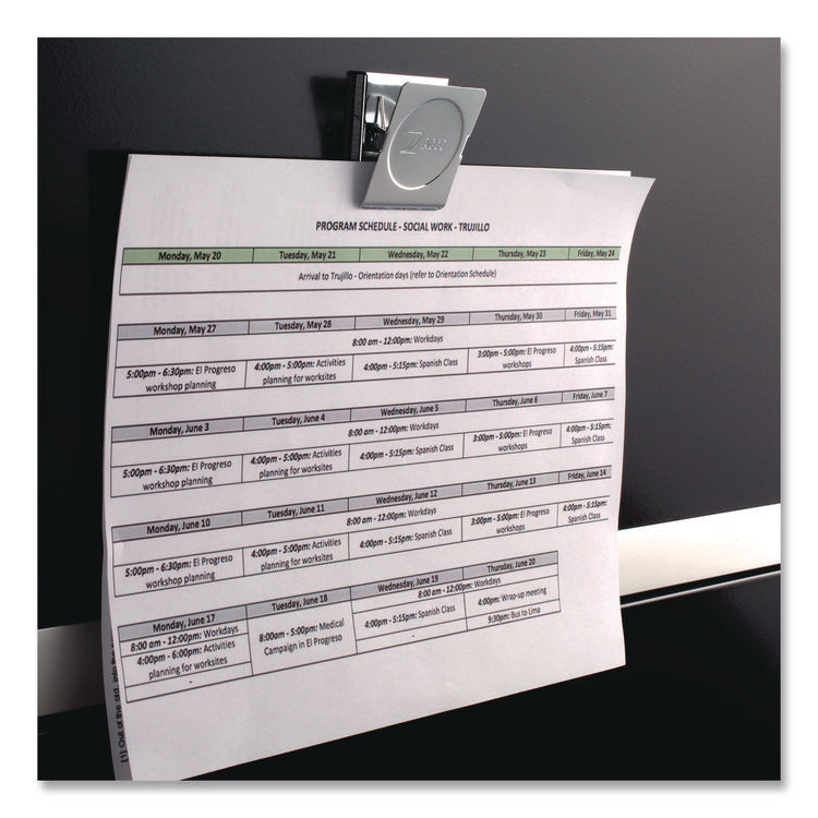 Magnetic Clip, 1" Jaw Capacity, Silver, 12/Pack