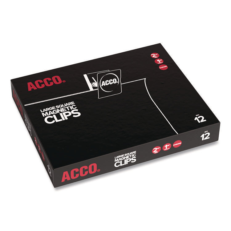 Magnetic Clip, 1.13" Jaw Capacity, Silver, 12/Pack