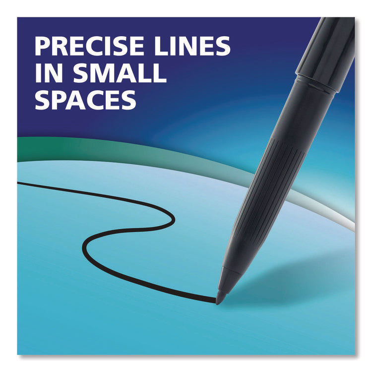 Wet Erase Marker, Fine Bullet Tip, Black, Dozen