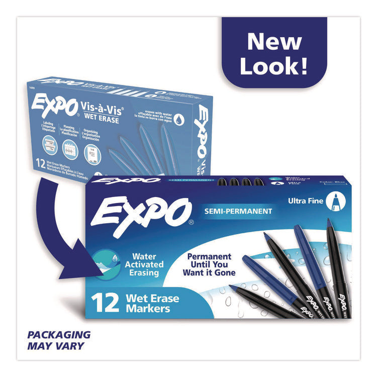 Wet Erase Marker, Fine Bullet Tip, Blue, Dozen