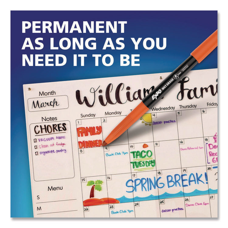 Wet Erase Marker, Fine Bullet Tip, Assorted Colors, 4/Set