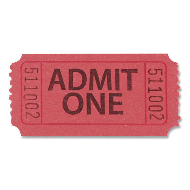 Single Ticket Roll, Admit One, Red, 2,000/roll