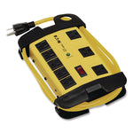 Protect It! Industrial Safety Surge Protector, 8 AC Outlets, 12 ft Cord, 1,500 J, Yellow/Black