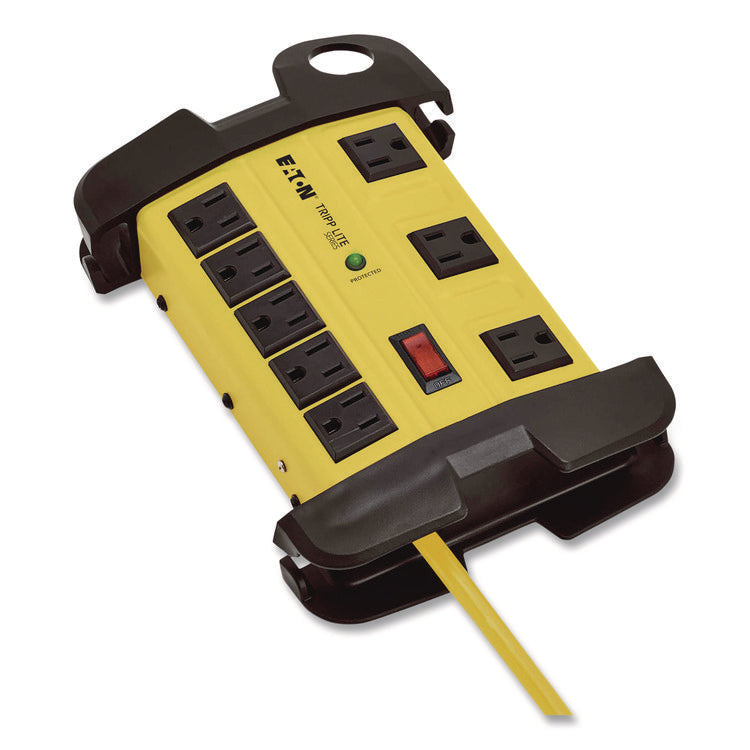 Protect It! Industrial Safety Surge Protector, 8 AC Outlets, 12 ft Cord, 1,500 J, Yellow/Black